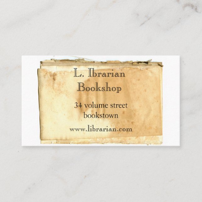 Old book themed business card (Front)