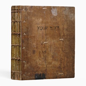 Old Book With Wooden Cover Mini Binder by aura2000 at Zazzle