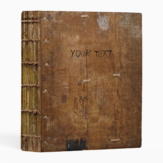 Old Book with Wooden Cover Mini Binder (Front/Spine)