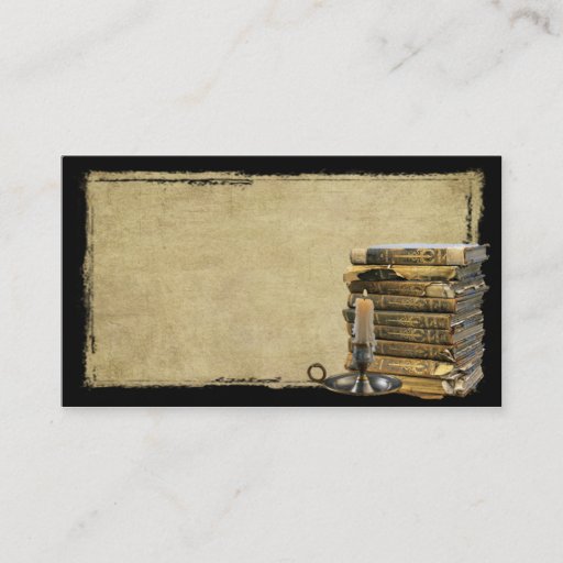 Customizable Old Books &amp; A Candle- Prim Biz Cards Business Cards