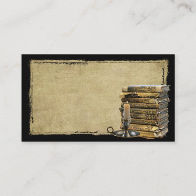Old Books & A Candle- Prim Biz Cards (Front)