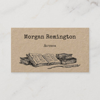 Old Books and Quill Author Writer Librarian QR Business Card