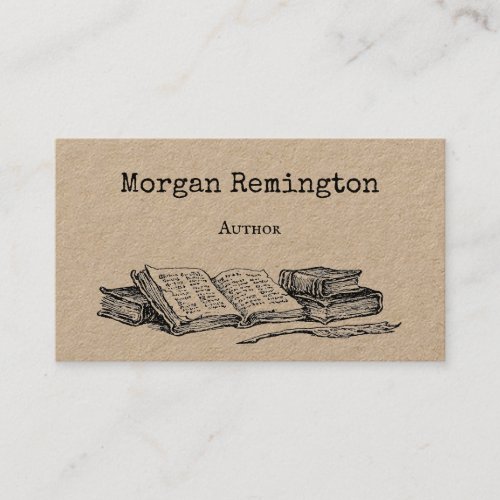 Old Books and Quill Author Writer Librarian QR Business Card