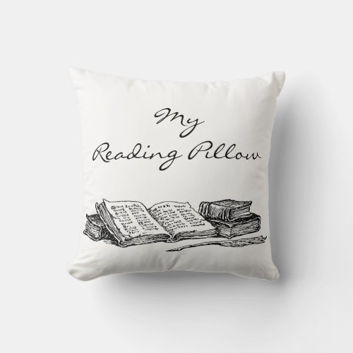 Old Books and Writing Quill Custom Reading Pillow