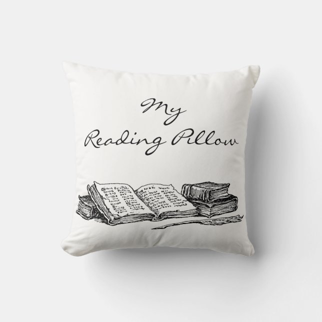 Old Books and Writing Quill Custom Reading Pillow (Front)