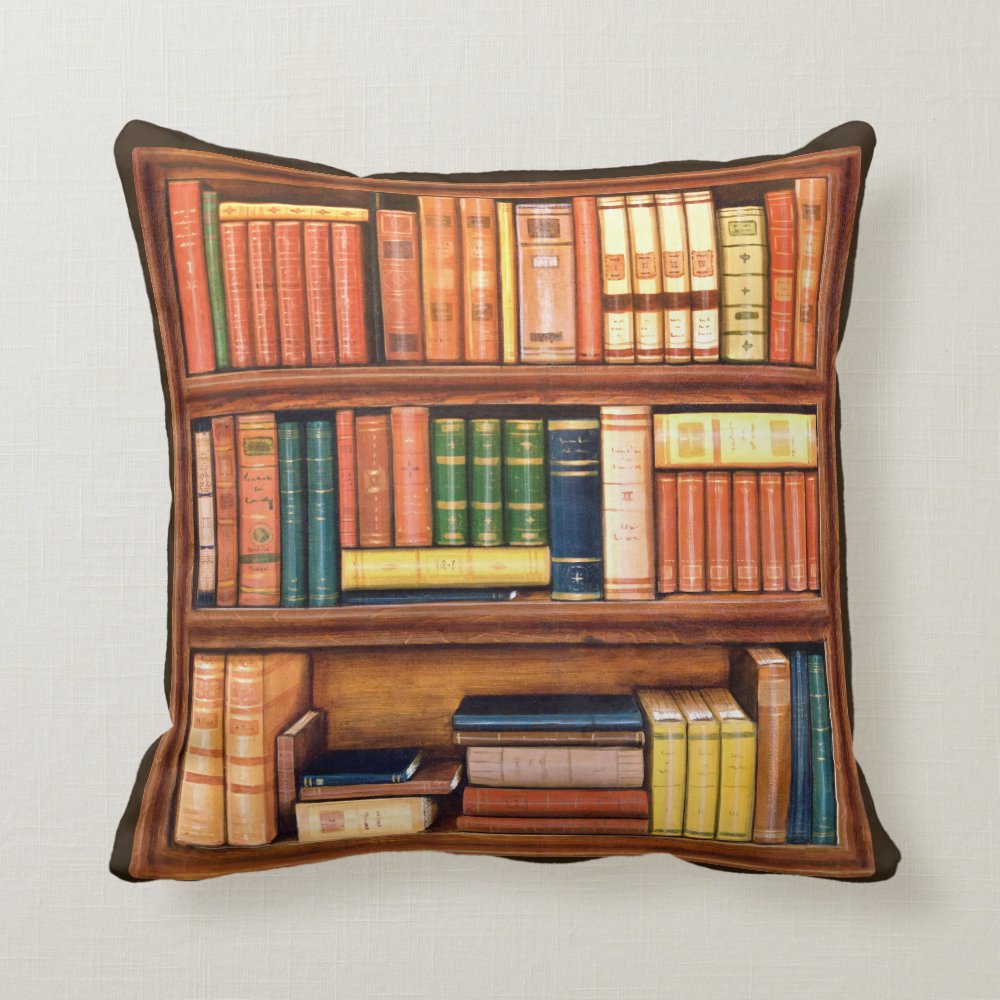 Old Books Antique Library Bookshelf Pillow