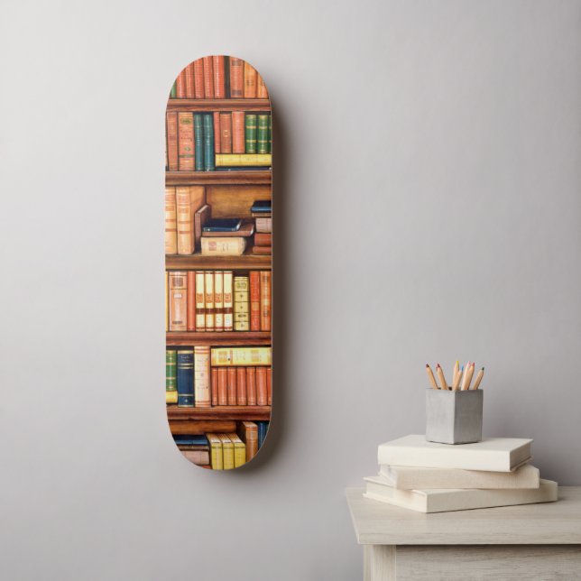 Old Books Library Bookshelf Skateboard Deck (Wall Art)