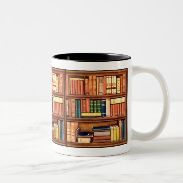 Old Books Library Bookworm Mug (Right)
