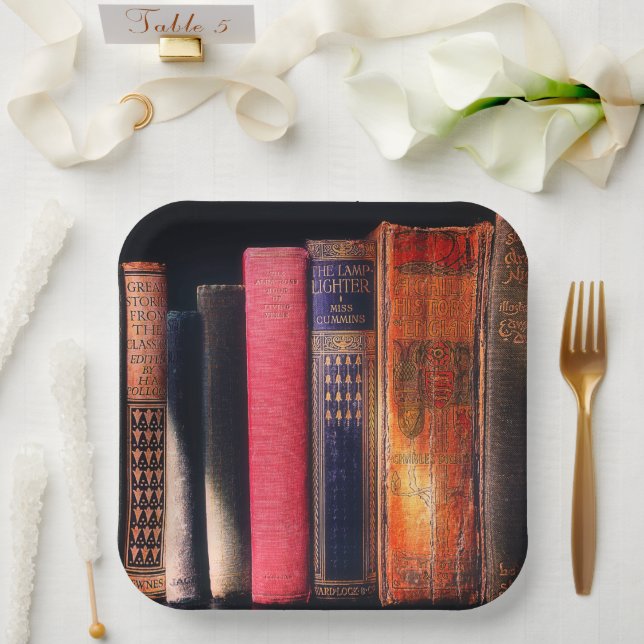 Old Books Paper Plates (Wedding)