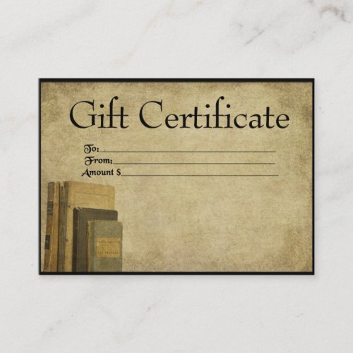 Old Books_ Prim Gift Certificate Cards