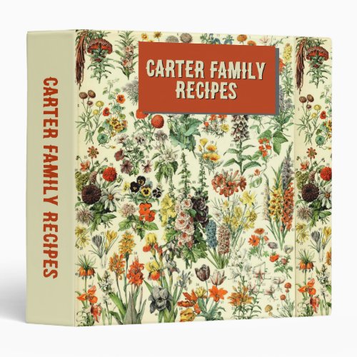 Old Botanical Illustration Recipes 3 Ring Binder