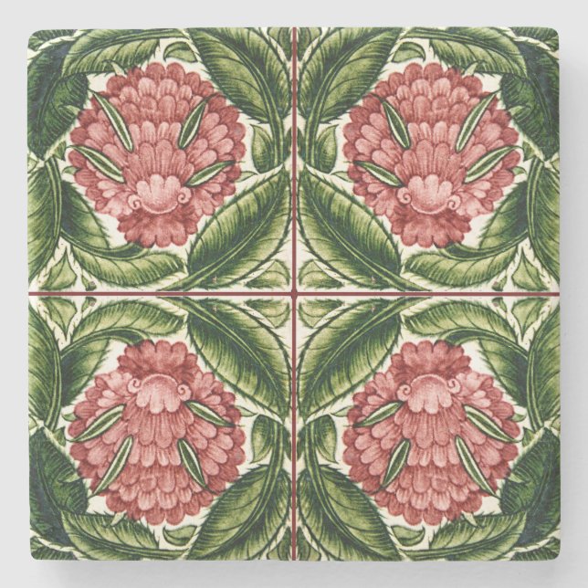 Old Botanical Victorian Design Stone Coaster (Front)