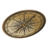 Old Brass Compass Steampunk Victorian-style Plate (Left Side)