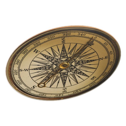Old Brass Compass Steampunk Victorian-style Plate (Left Side)