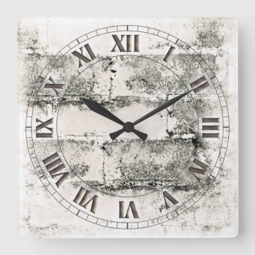 Old Brick and Bronze Square Wall Clock