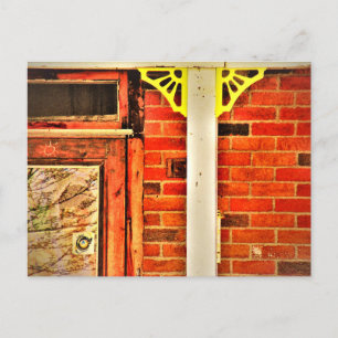 Old Brick House Yellow Molding Tree Reflections Postcard