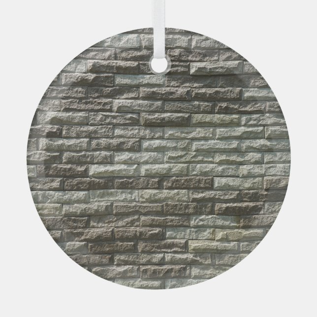 Old Brick Wall: Distressed Texture Glass Ornament (Front)