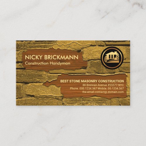 Old Brick Wall New Timber Wood Handyman Business Card