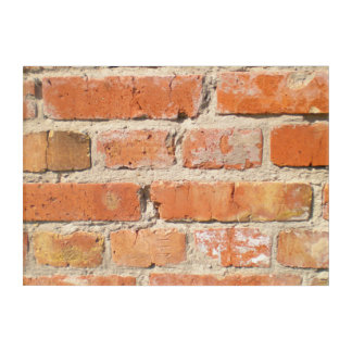 Old brick wall with peeling cladding acrylic print