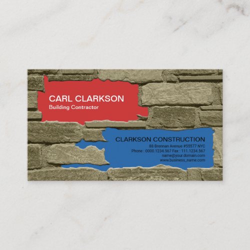 Old Brick Work Colorful Plaster Painting Business Card