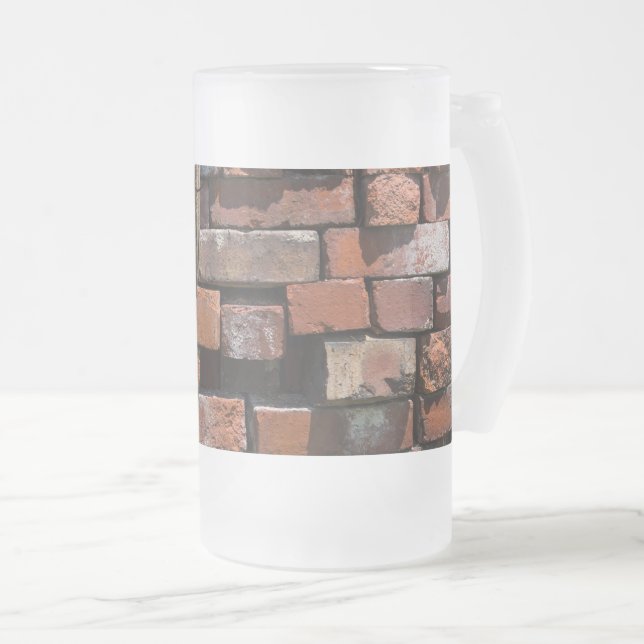 Old Bricks Abstract Frosted Glass Beer Mug (Front Right)