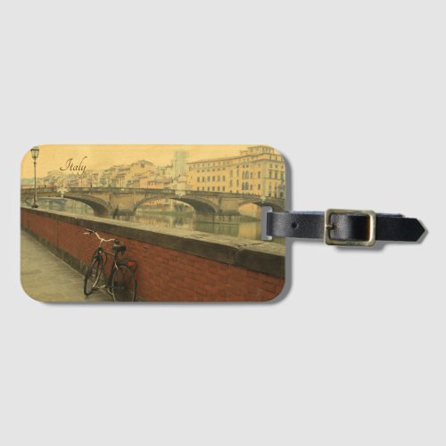 Old bridge in Florence Italy Vintage photo  Luggage Tag