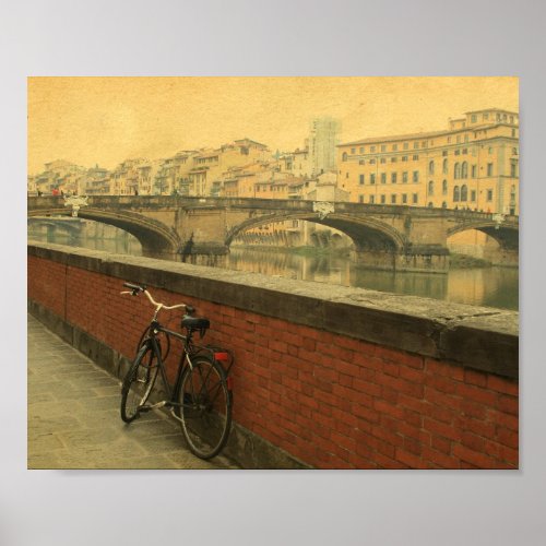 Old bridge in Florence Italy Vintage photo Poster