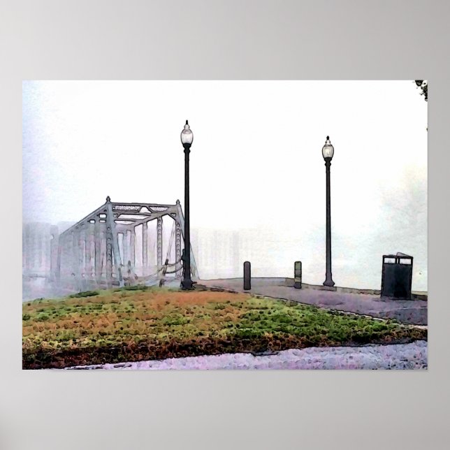 Old Bridge in Fog Poster (Front)