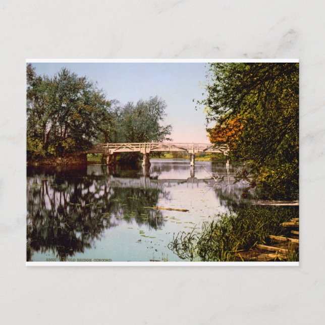 Old Bridge on River Concord, Mass. USA c1900. Postcard (Front)