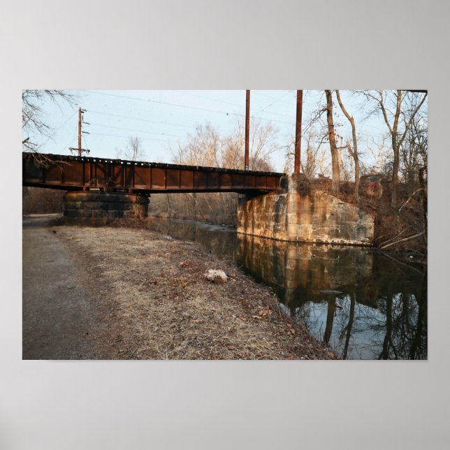 Old Bridge Waterscape Reflection Poster (Front)