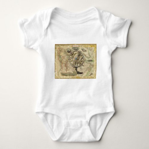 Old British America Explore Polar Bear Compass Map Baby Bodysuit