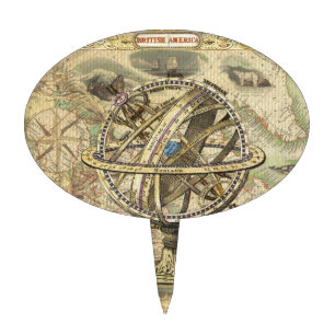 Old British America Explore Polar Bear Compass Map Cake Topper