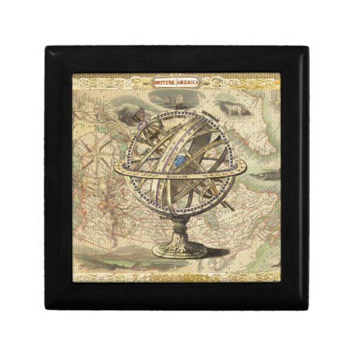 Old British America Explore Polar Bear Compass Map Keepsake Box