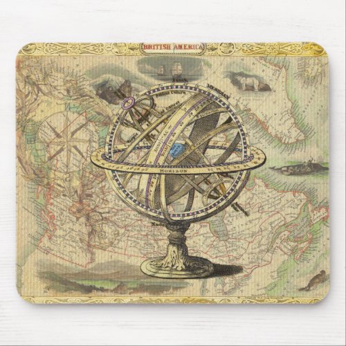 Old British America Explore Polar Bear Compass Map Mouse Pad