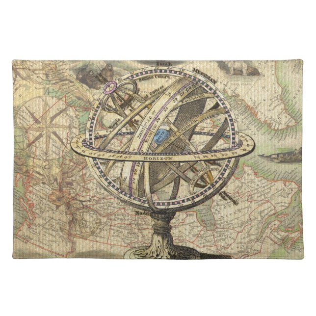 Old British America Explore Polar Bear Compass Map Placemat (Front)