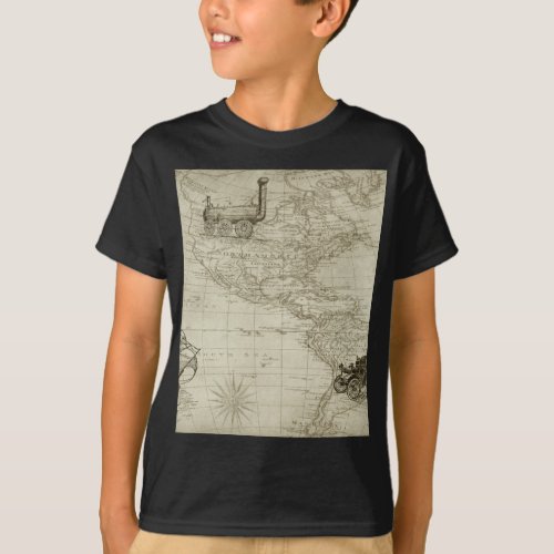 Old British America Explore Polar Bear Compass Map T_Shirt