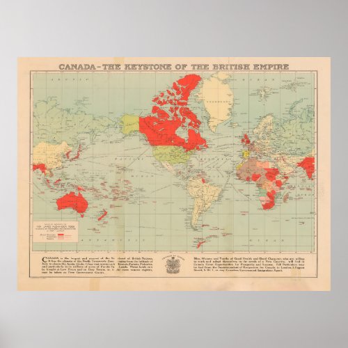 Old British Empire World Map 1920  Poster