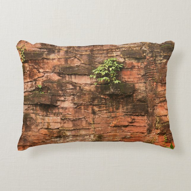Old broken brick wall accent pillow (Front)