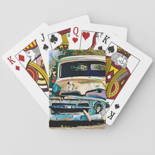 Old Broken Down Truck Art Playing Cards