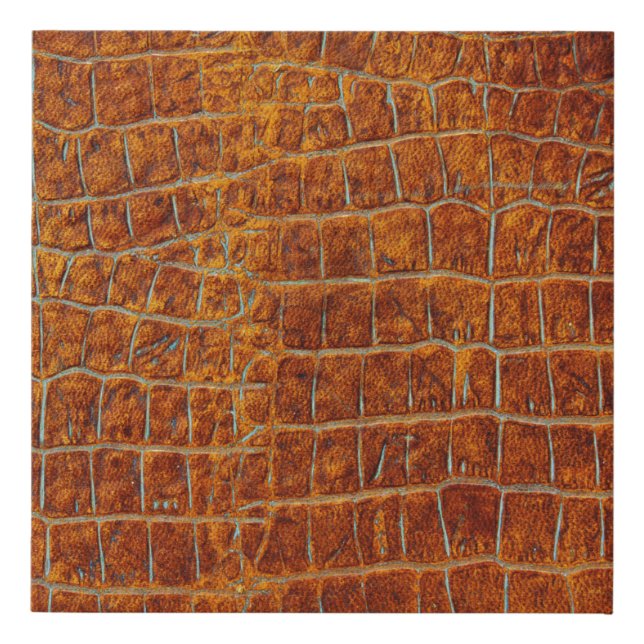 Old brown animal leather texture faux canvas print (Front)