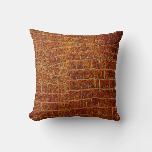 Old brown animal leather texture throw pillow (Front)