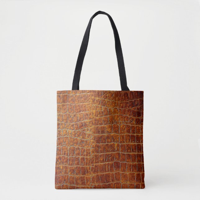 Old brown animal leather texture tote bag (Front)