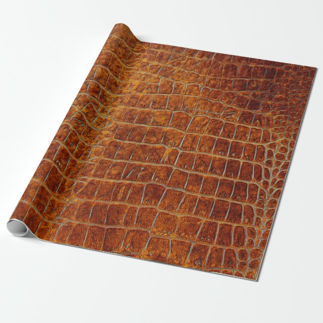 Old brown animal leather texture wrapping paper (Unrolled)