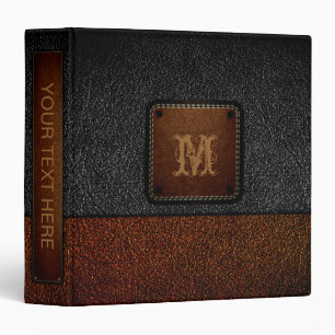 Old Brown Black Leather Look Brown Tag Binder