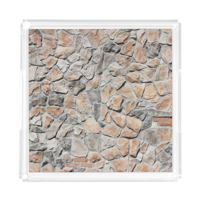 Old Brown Castle Stone Texture Acrylic Tray (Front)