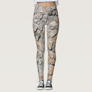 Old Brown Castle Stone Texture Leggings