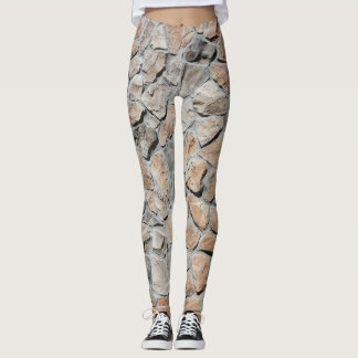 Old Brown Castle Stone Texture Leggings
