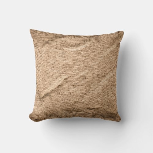 Old brown cloth textured background throw pillow