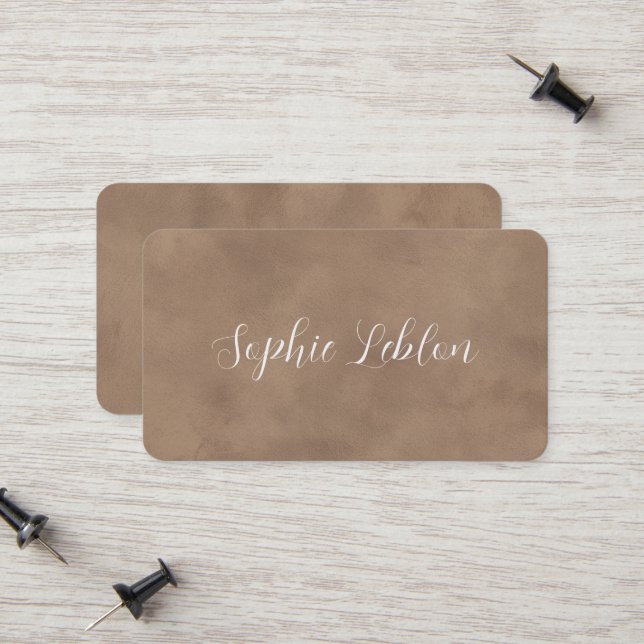 Old Brown Contact Card with Handwritten Name (Front/Back In Situ)