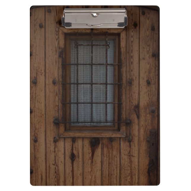 Old Brown Knotty Wooden Door Clipboard (Front)